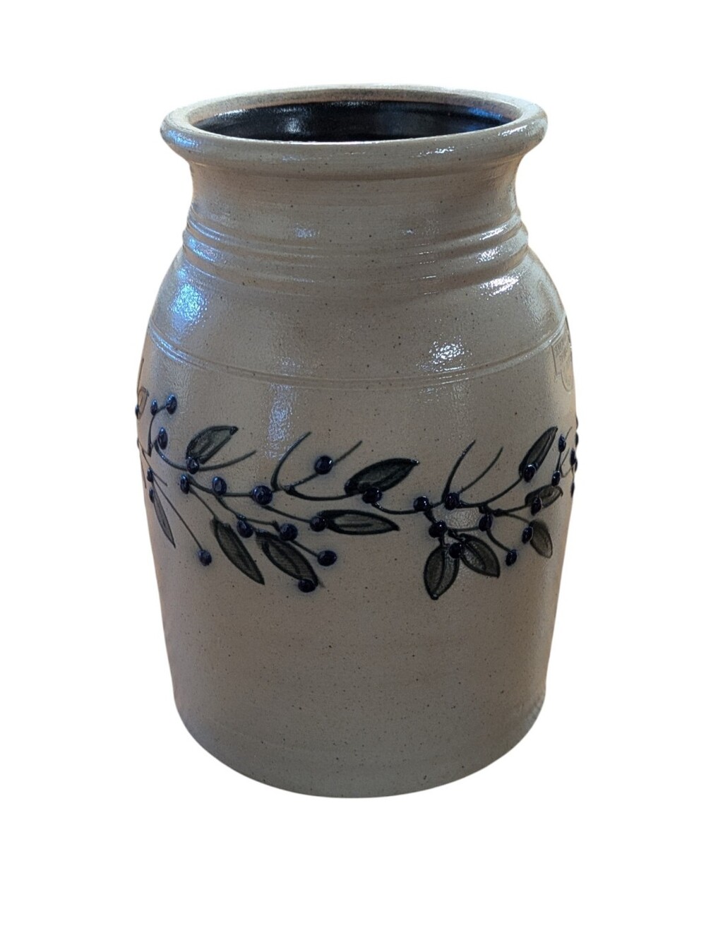 Salmon Falls Stoneware Pottery 2009 Blueberry Vine Handle Jug Canister Vase - Picture 3 of 12